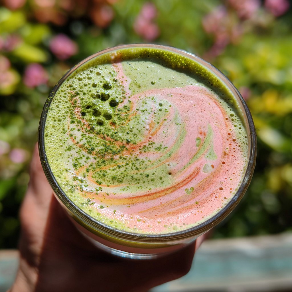 Strawberry Matcha Latte With Milk