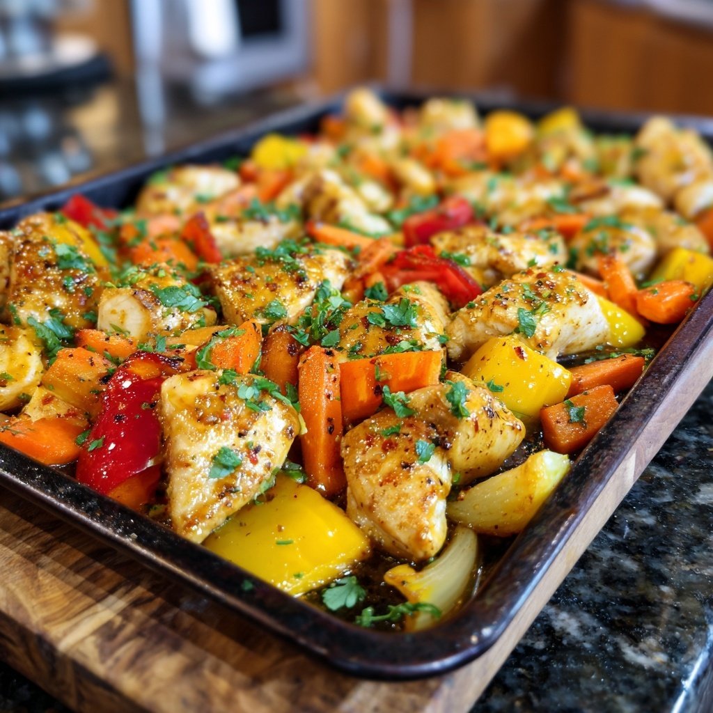 Healthy Honey Mustard Chicken Sheet Pan Dinner