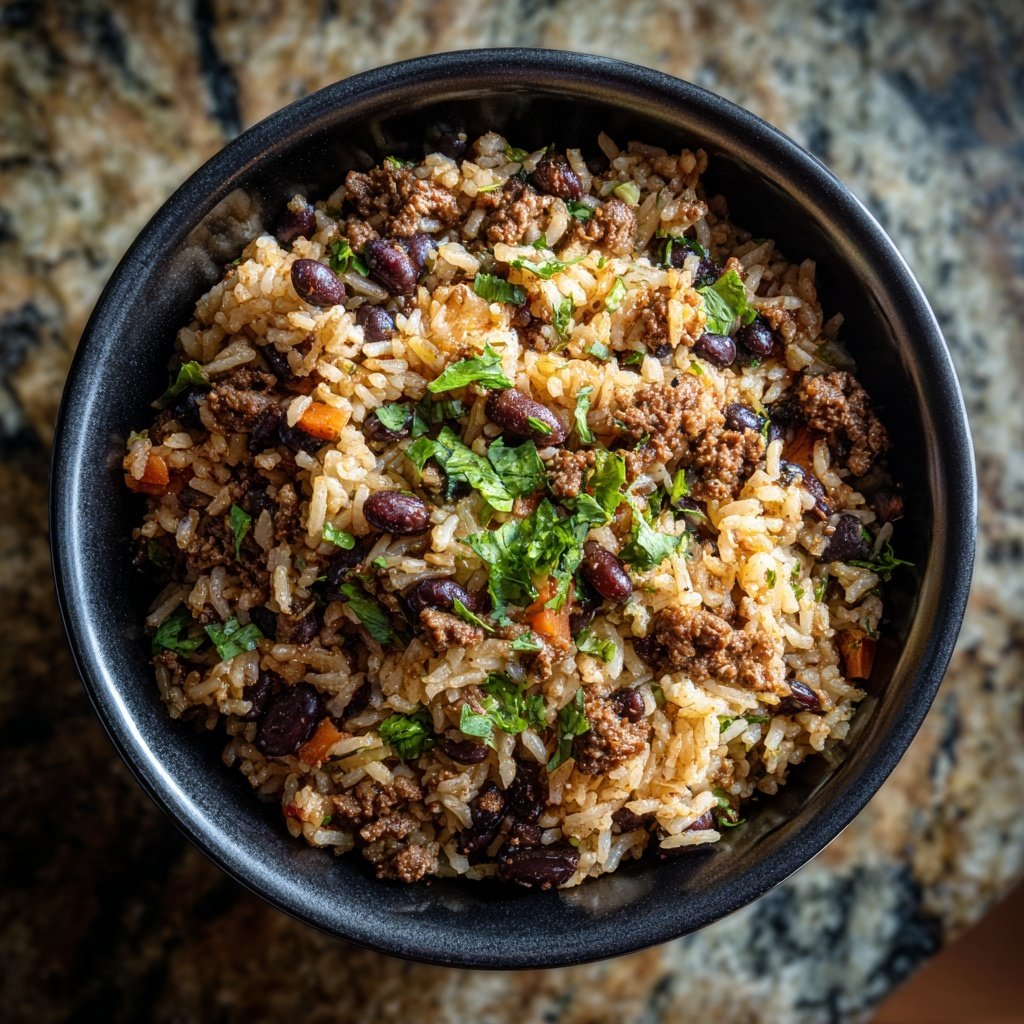 Ground Beef And Black Bean Rice Bowl