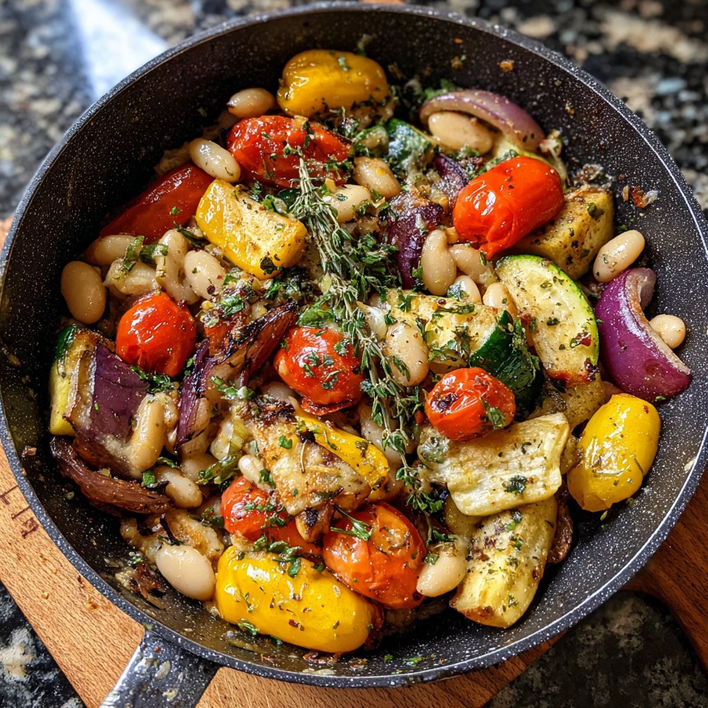Roasted Veggie White Bean Skillet